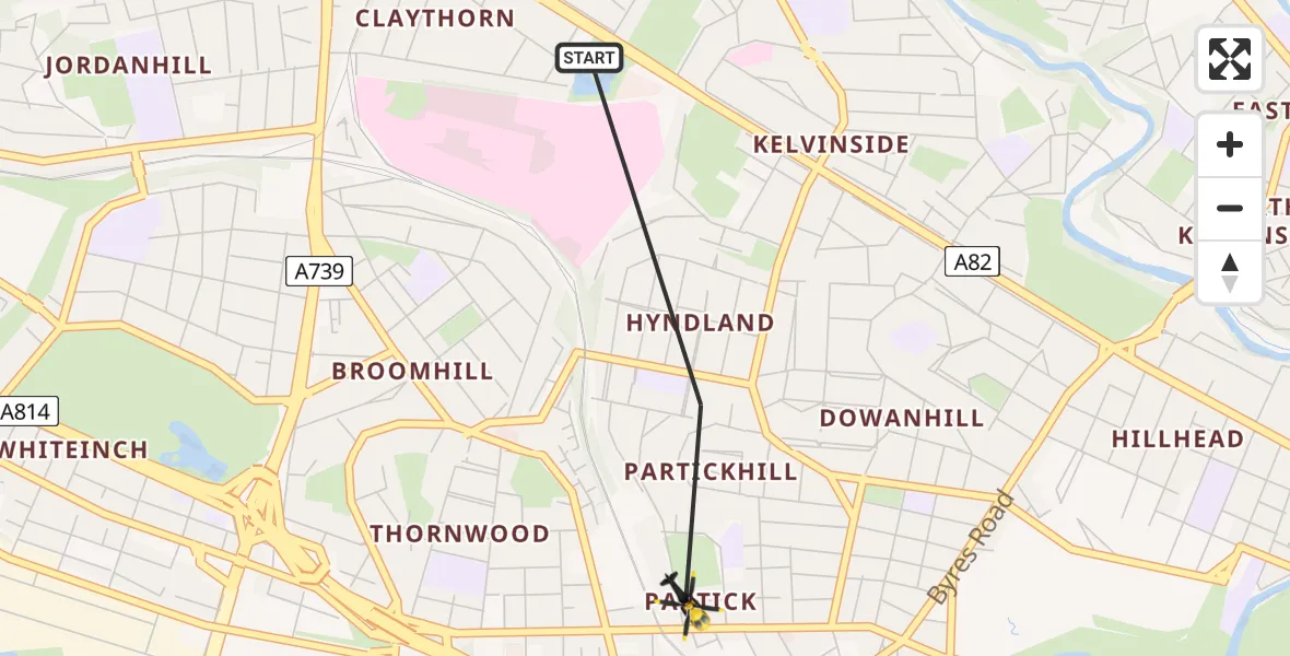 Flight route Police Helicopter Glasgow - Glasgow, 03 July 2026, 11:26
