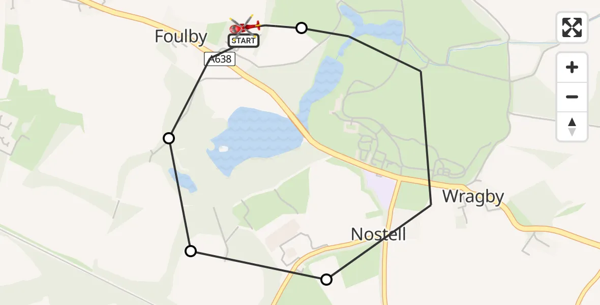 Flight route Air Ambulance Helicopter YAA Nostell Helicopter Port - YAA Nostell Helicopter Port, 03 July 2026, 11:52