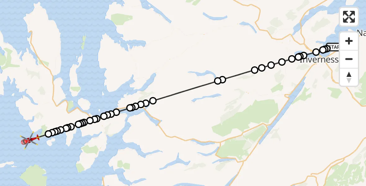 Flight route Air Ambulance Helicopter Inverness - Inner Seas, 03 July 2026, 12:51