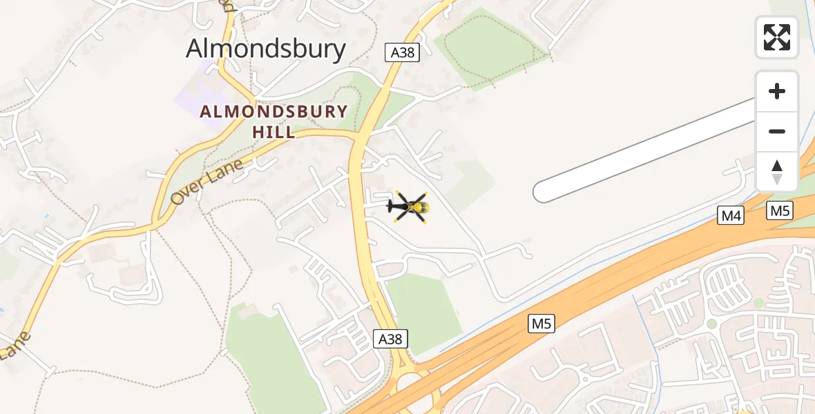 Flight route Police Helicopter Almondsbury - Almondsbury, 03 July 2026, 20:57