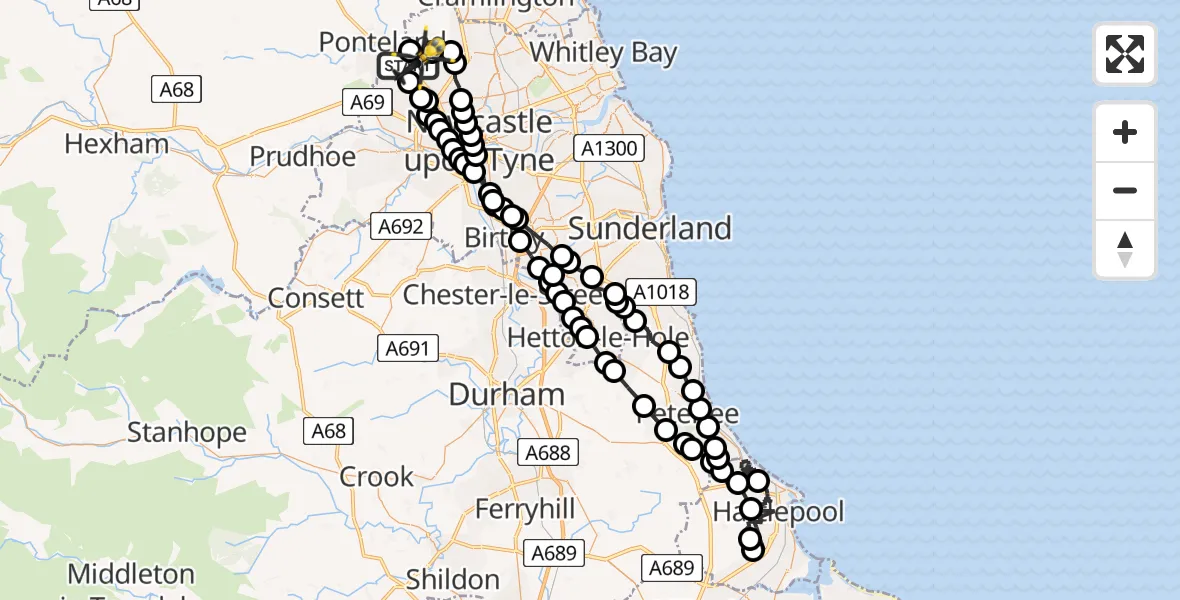 Flight route Police Helicopter Newcastle International Airport - Newcastle International Airport, 03 July 2026, 21:35