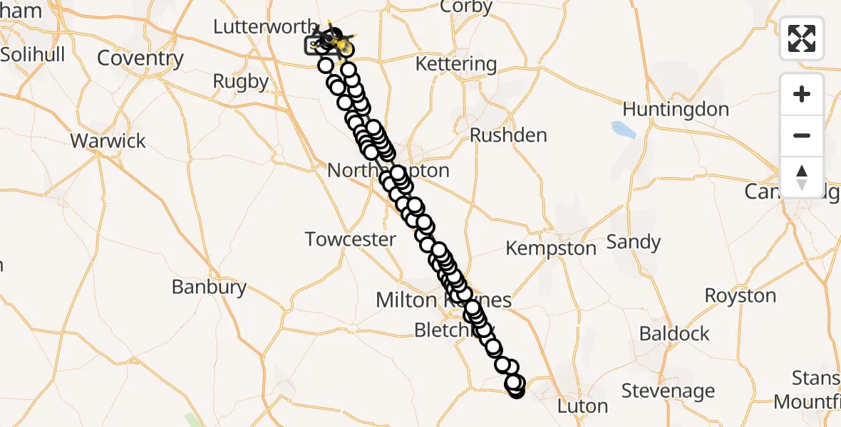 Flight route Police Helicopter Harborough - Sulby, 03 July 2026, 22:43