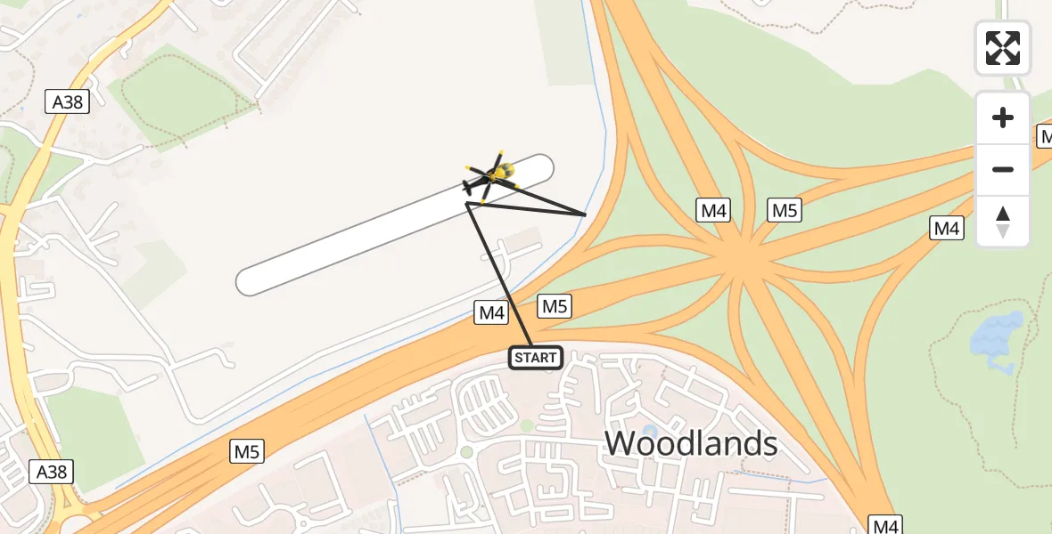 Flight route Police Helicopter Almondsbury Helicopter Base - Almondsbury Helicopter Base, 03 July 2026, 22:50