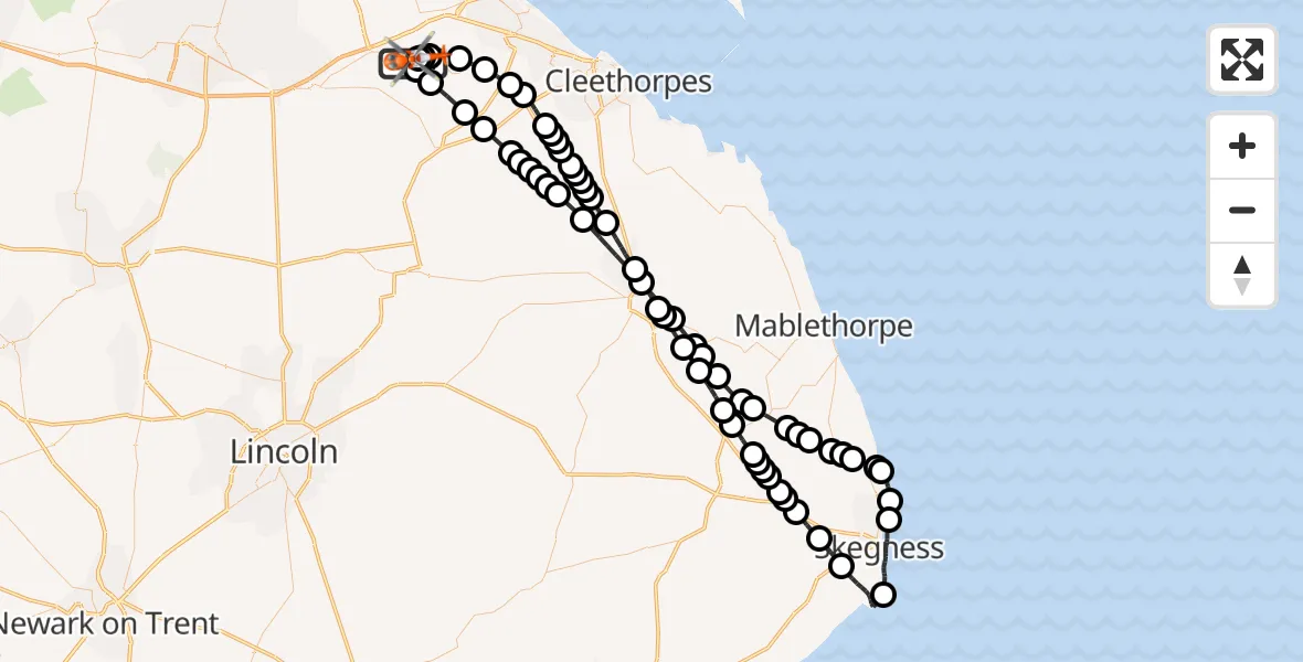 Flight route Coastguard Helicopter Humberside Airport - Humberside Airport, 04 July 2026, 08:29