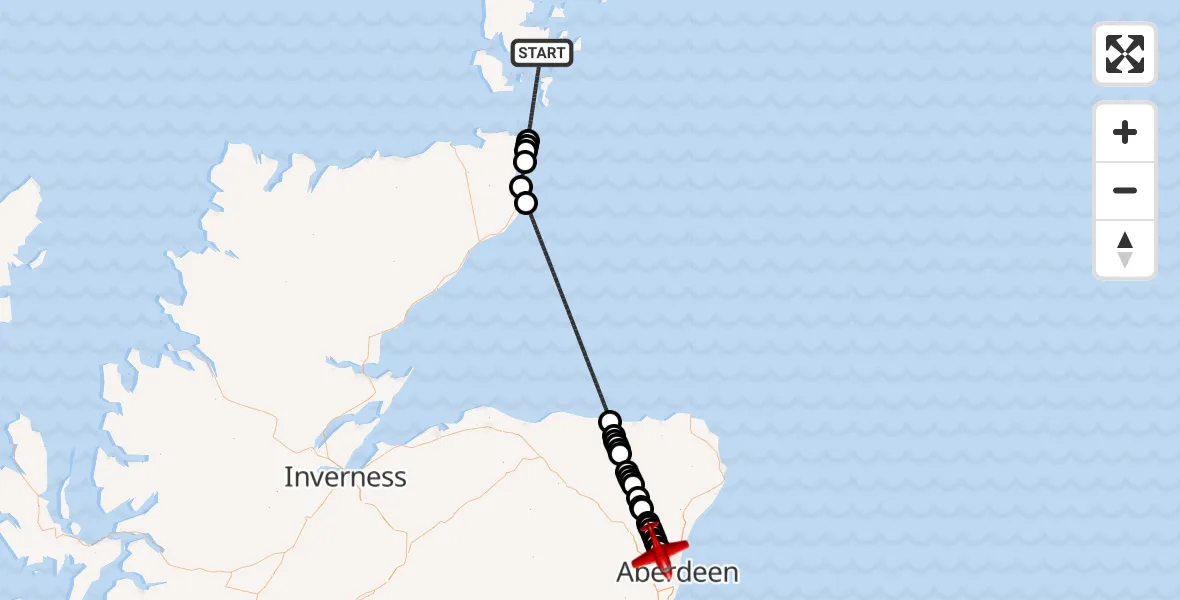 Flight route Air Ambulance Aircraft North Atlantic Ocean - Dyce and Stoneywood, 04 July 2026, 11:44