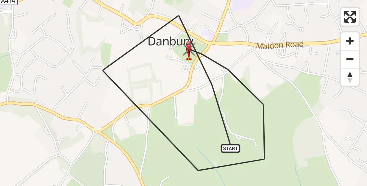 Flight route Air Ambulance Helicopter Danbury - Danbury, 04 July 2026, 12:51