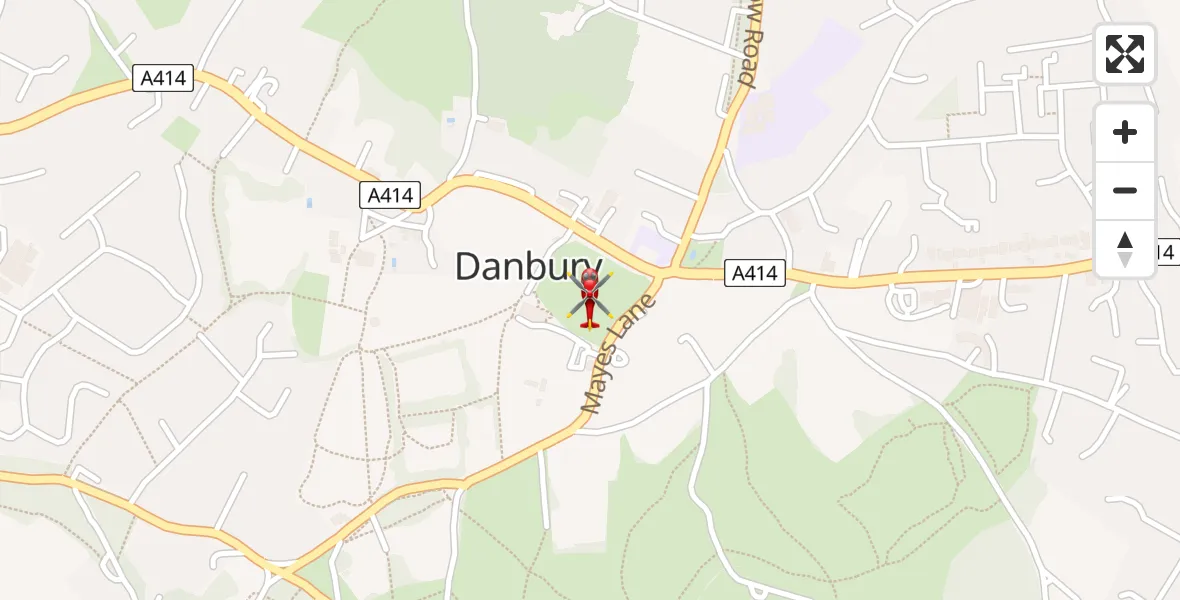 Flight route Air Ambulance Helicopter Danbury - Danbury, 04 July 2026, 12:58