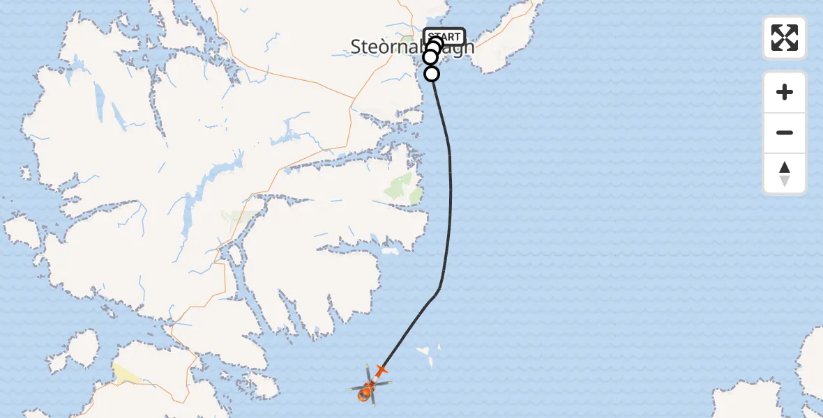 Flight route Coastguard Helicopter Stornoway Airport - Inner Seas, 04 July 2026, 13:44