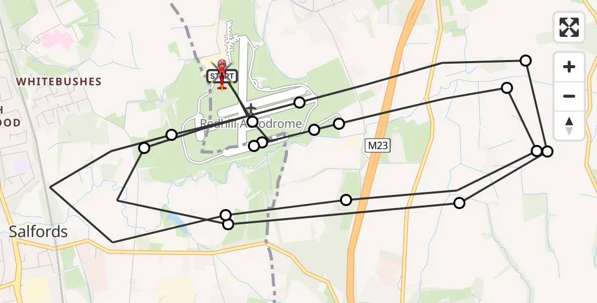 Flight route Air Ambulance Helicopter Redhill Aerodrome - Redhill Aerodrome, 04 July 2026, 14:39