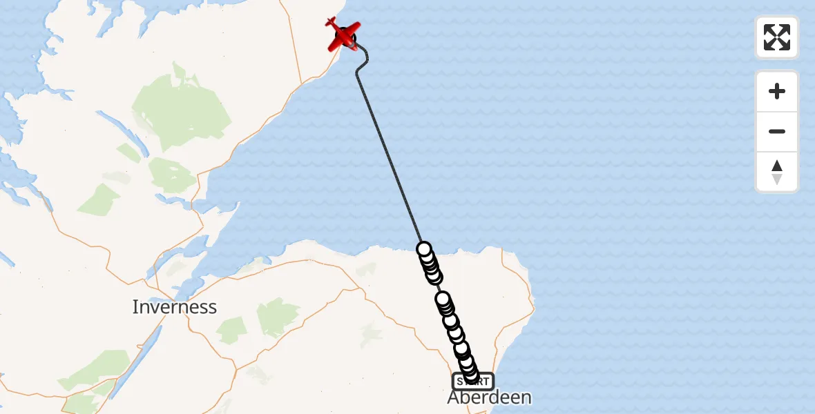 Flight route Air Ambulance Aircraft Aberdeen International Airport - Wick John O'Groats Airport, 04 July 2026, 15:19