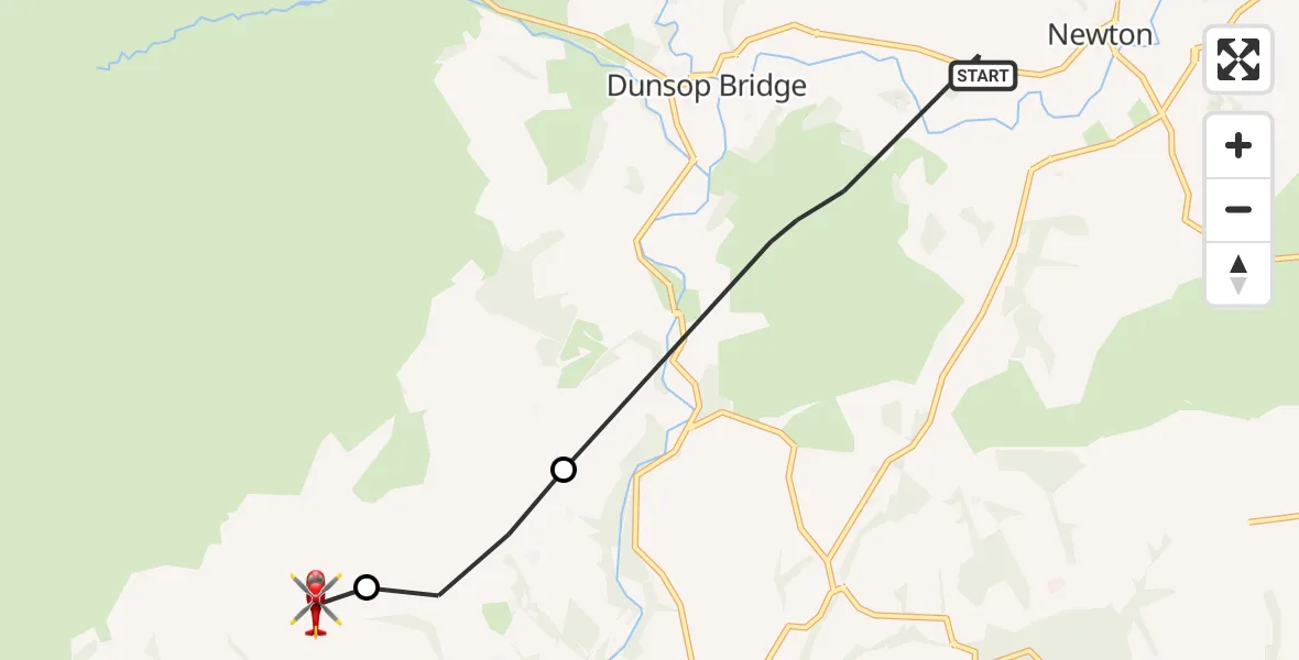 Flight route Air Ambulance Helicopter Newton - Chipping, 04 July 2026, 15:43