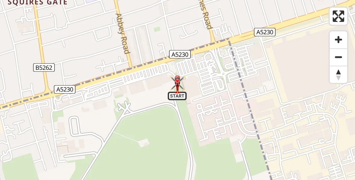 Flight route Air Ambulance Helicopter Blackpool Airport - Blackpool Airport, 04 July 2026, 16:00