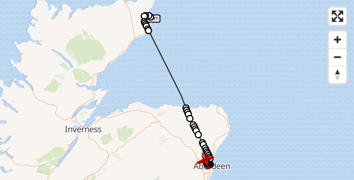 Flight route Air Ambulance Aircraft Wick John O'Groats Airport - Aberdeen International Airport, 04 July 2026, 16:36