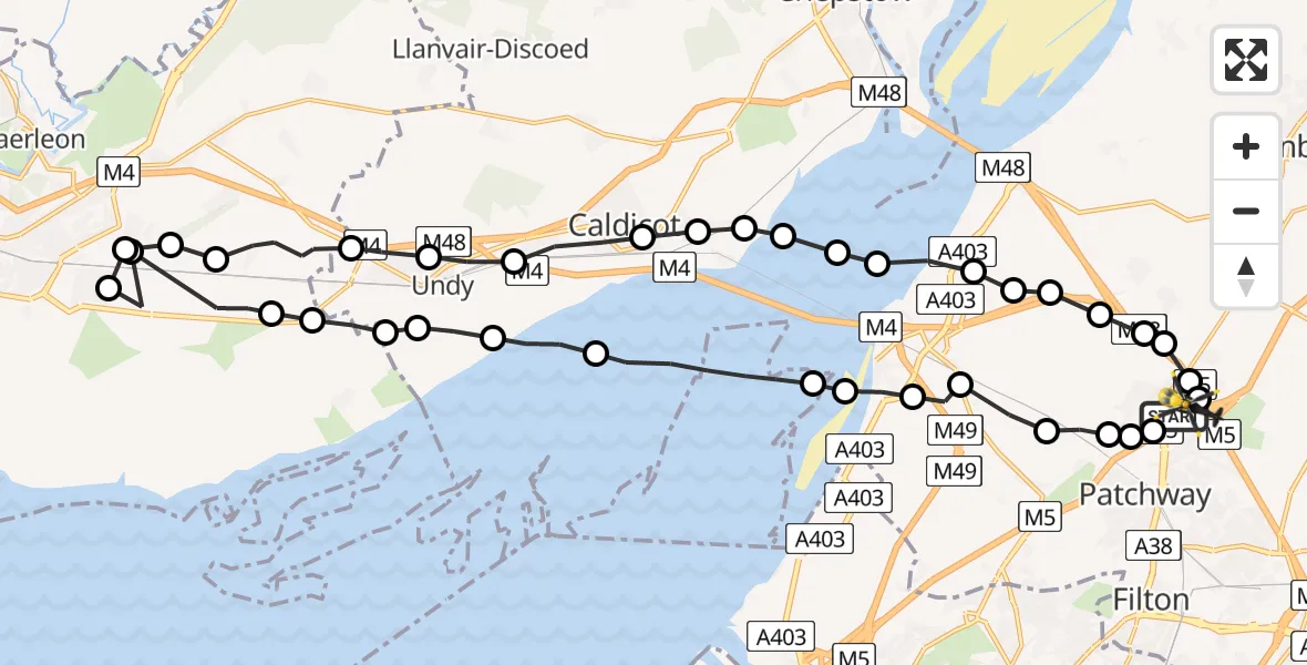 Flight route Police Helicopter Almondsbury Helicopter Base - Almondsbury Helicopter Base, 04 July 2026, 18:58