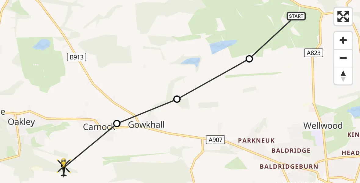 Flight route Police Helicopter Fife - Gowkhall, 05 July 2026, 03:41
