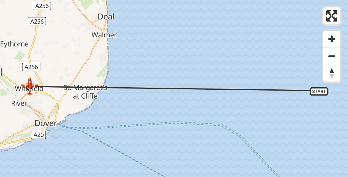 Flight route Coastguard Drone North Sea - Dover, 05 July 2026, 06:46