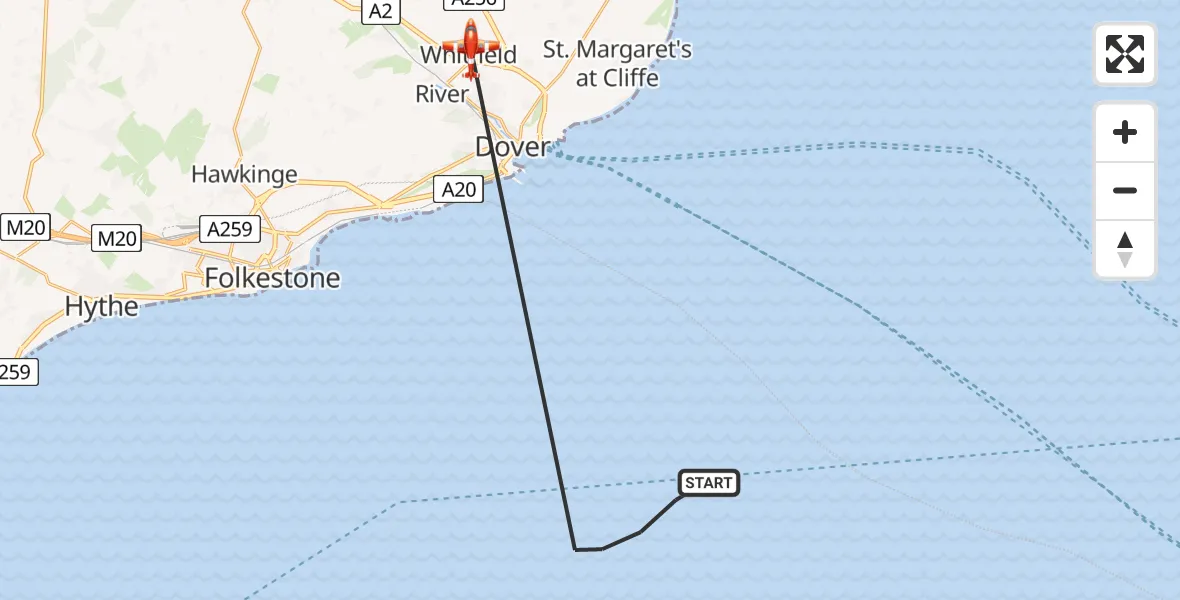 Flight route Coastguard Drone English Channel - Dover, 05 July 2026, 08:06