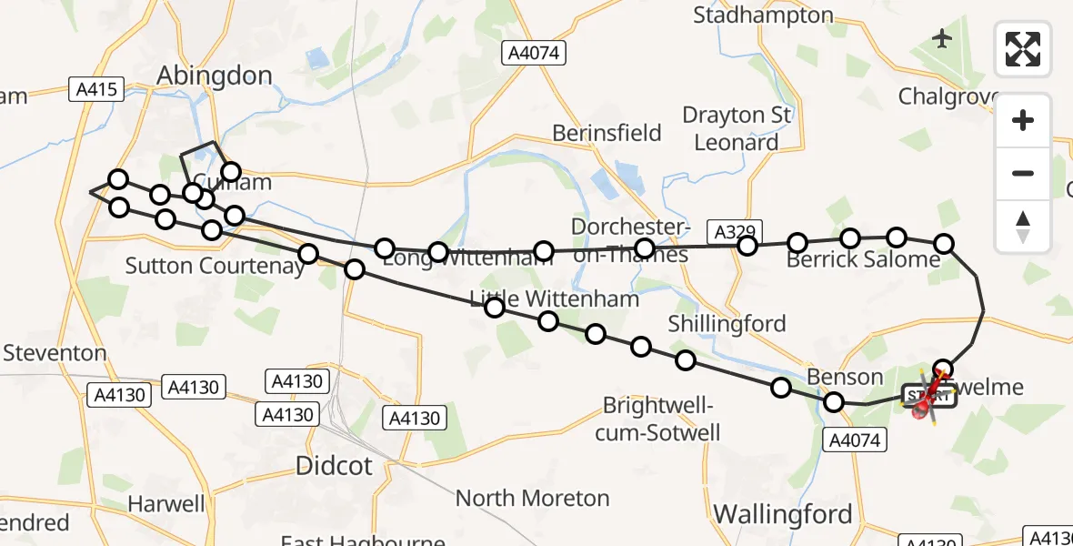 Flight route Air Ambulance Helicopter RAF Benson - RAF Benson, 05 July 2026, 09:53