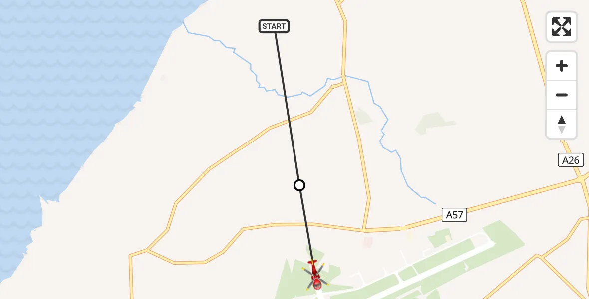 Flight route Air Ambulance Helicopter Antrim and Newtownabbey District - Belfast International Airport, 05 July 2026, 09:59