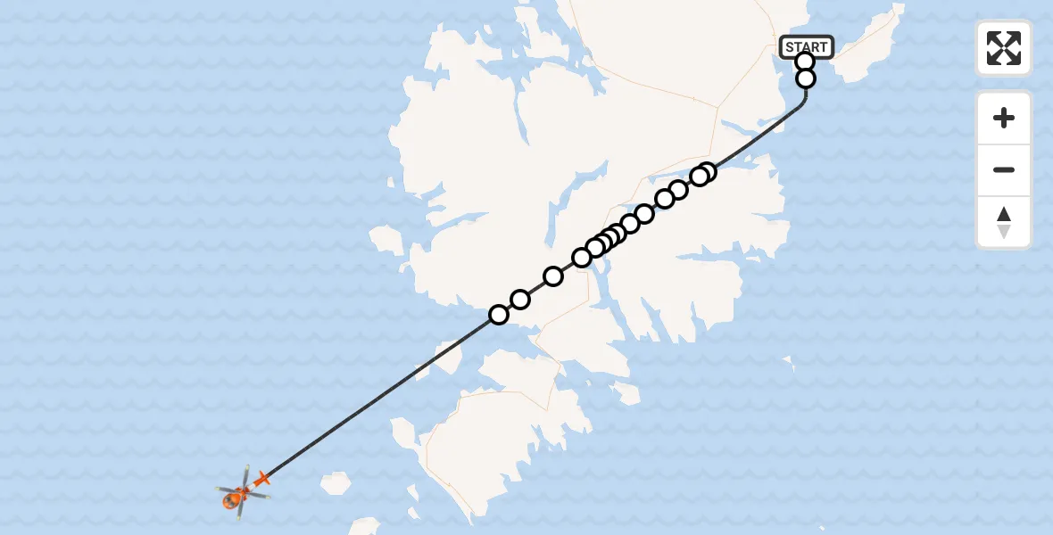 Flight route Coastguard Helicopter Stornoway Airport - North Atlantic Ocean, 05 July 2026, 10:35