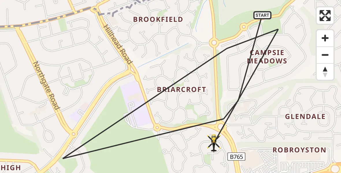 Flight route Police Helicopter Glasgow - Glasgow, 05 July 2026, 12:01