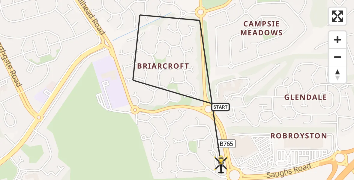 Flight route Police Helicopter Glasgow - Glasgow, 05 July 2026, 12:04