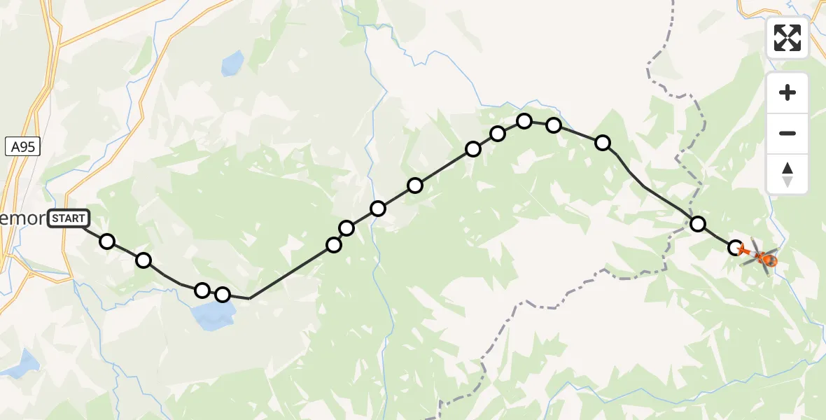 Flight route Coastguard Helicopter Aviemore - Càrn Dubh, 05 July 2026, 12:52