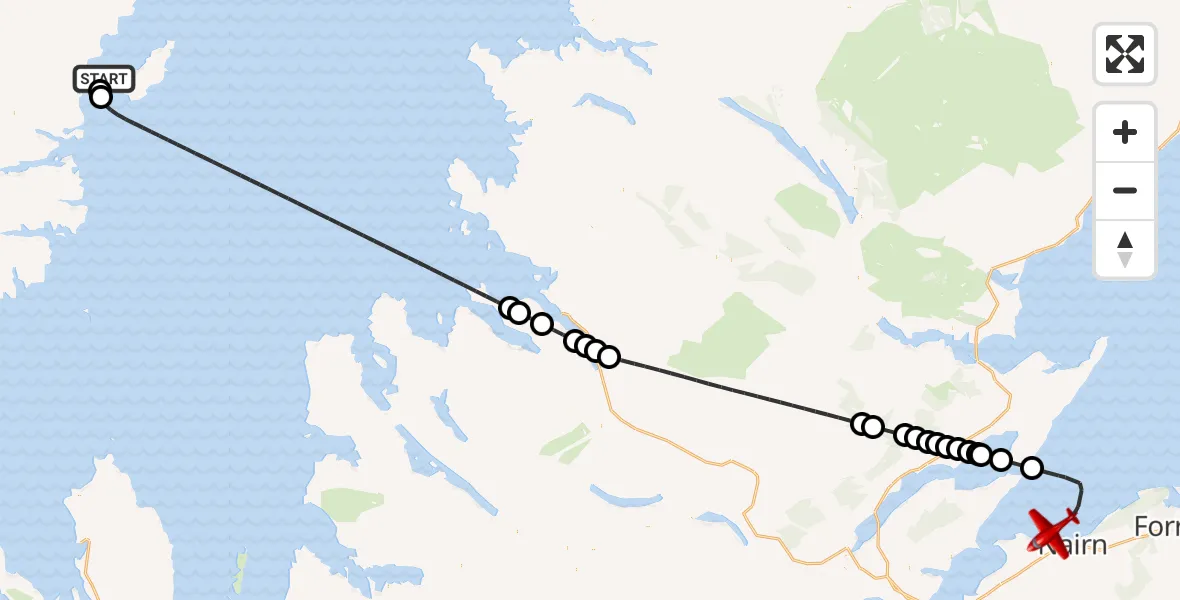 Flight route Air Ambulance Aircraft Stornoway Airport - North Sea, 05 July 2026, 14:13