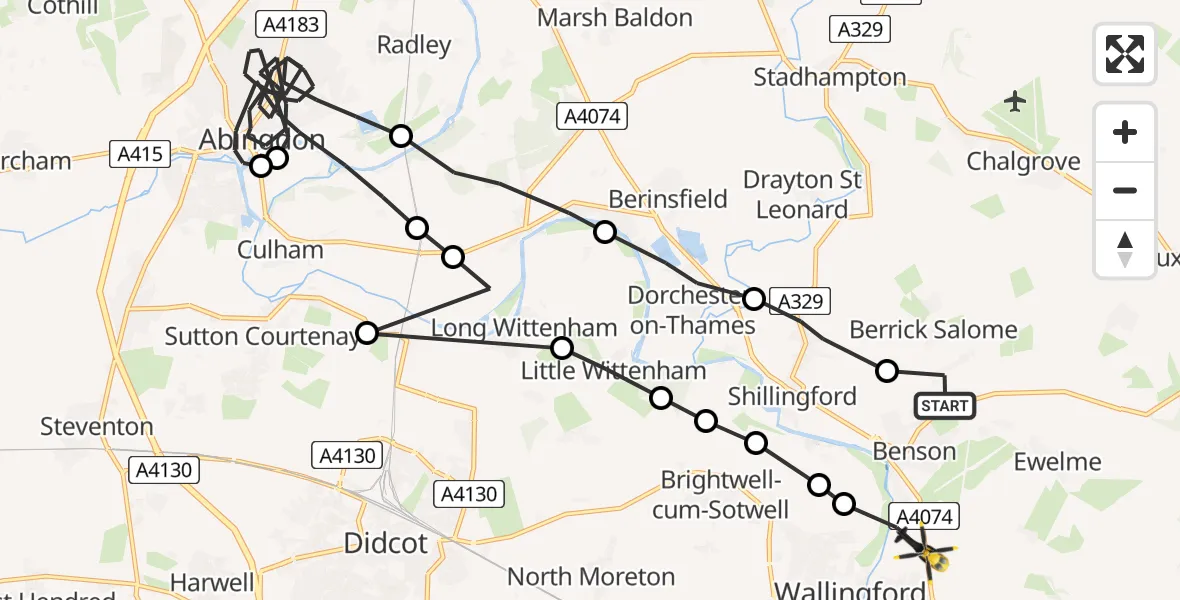 Flight route Police Helicopter Berrick Salome - Crowmarsh Gifford, 05 July 2026, 14:32