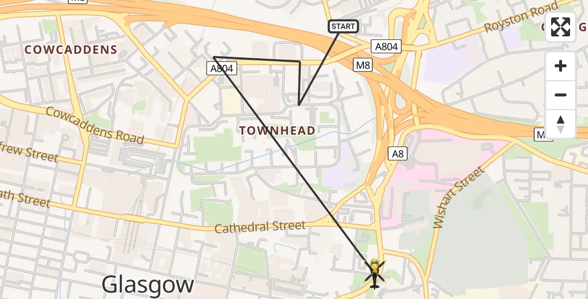 Flight route Police Helicopter Glasgow - Glasgow, 05 July 2026, 17:17