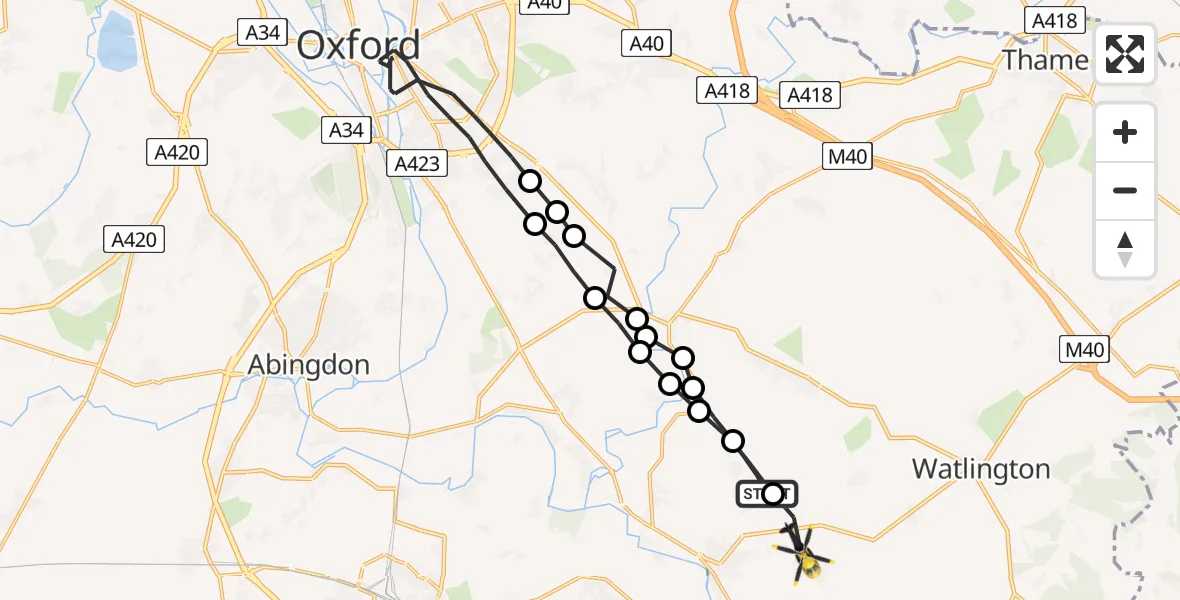 Flight route Police Helicopter Ewelme - Ewelme, 05 July 2026, 19:13