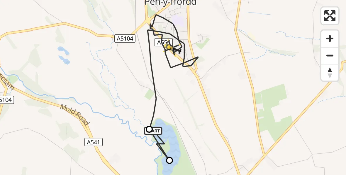 Flight route Police Helicopter Penyffordd - Penyffordd, 05 July 2026, 20:37