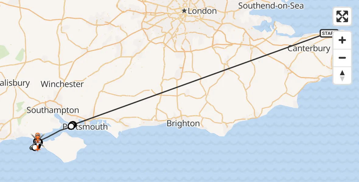 Flight route Coastguard Helicopter Minnis Bay - Keyhaven, 05 July 2026, 20:47