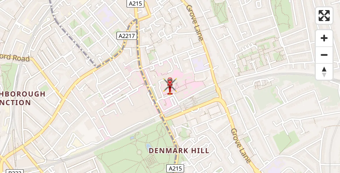 Flight route Air Ambulance Helicopter Kings College London Hospital - Kings College London Hospital, 05 July 2026, 22:41