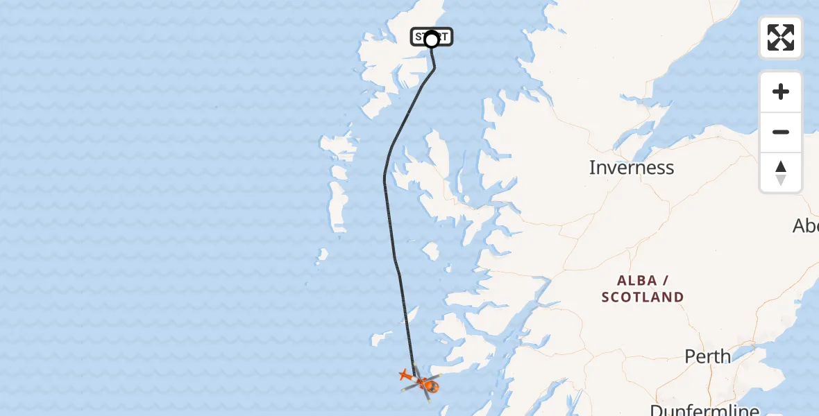 Flight route Coastguard Helicopter Stornoway Airport - Inner Seas, 06 July 2026, 01:43