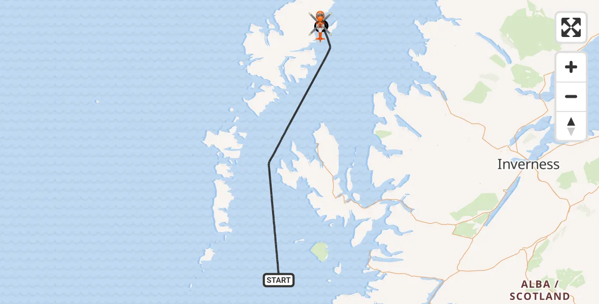 Flight route Coastguard Helicopter Inner Seas - Stornoway Airport, 06 July 2026, 07:06