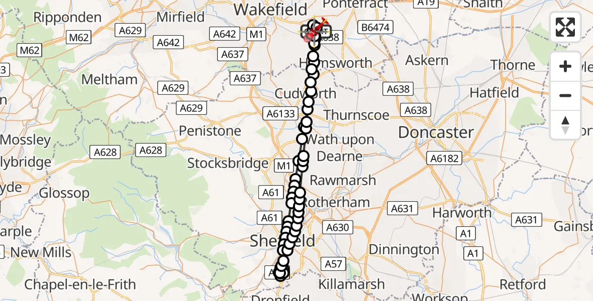 Flight route Air Ambulance Helicopter YAA Nostell Helicopter Port - YAA Nostell Helicopter Port, 06 July 2026, 09:21
