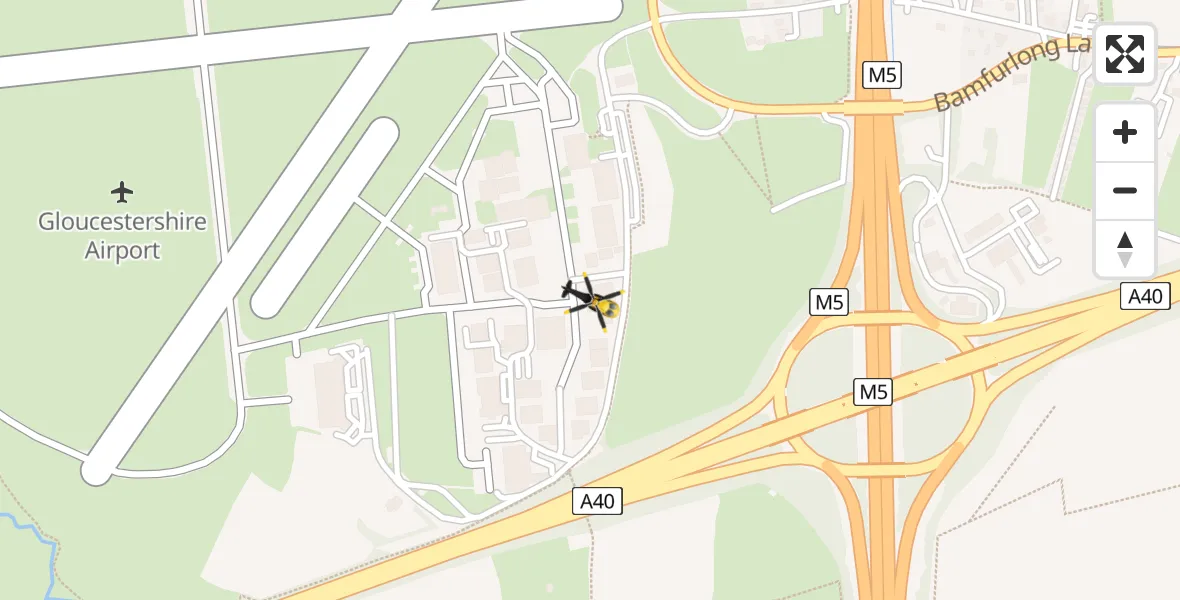 Flight route Police Helicopter Gloucestershire Airport - Gloucestershire Airport, 06 July 2026, 11:34
