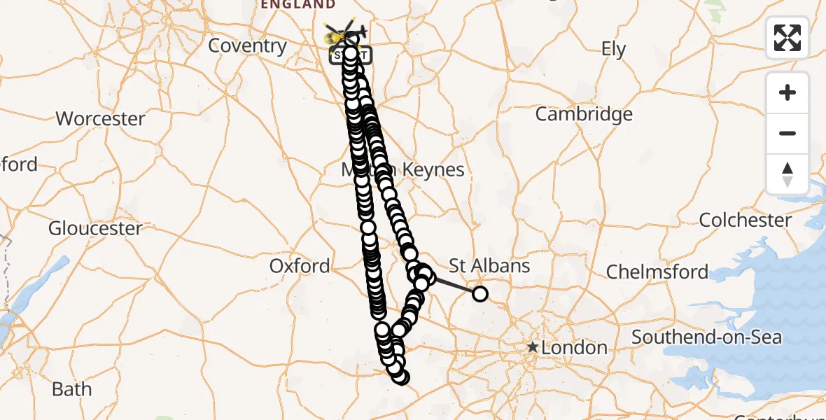 Flight route Police Helicopter Thornby - Sulby, 06 July 2026, 13:14