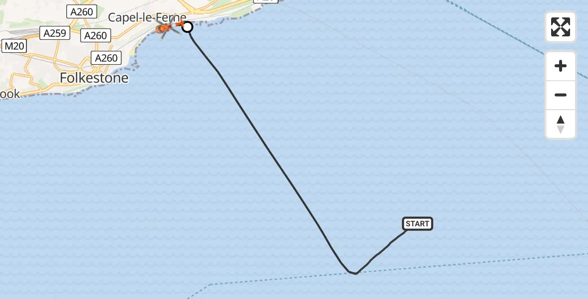 Flight route Coastguard Helicopter English Channel - Dover, 06 July 2026, 13:40