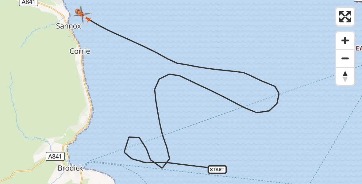 Flight route Coastguard Helicopter Inner Seas - Inner Seas, 06 July 2026, 13:53