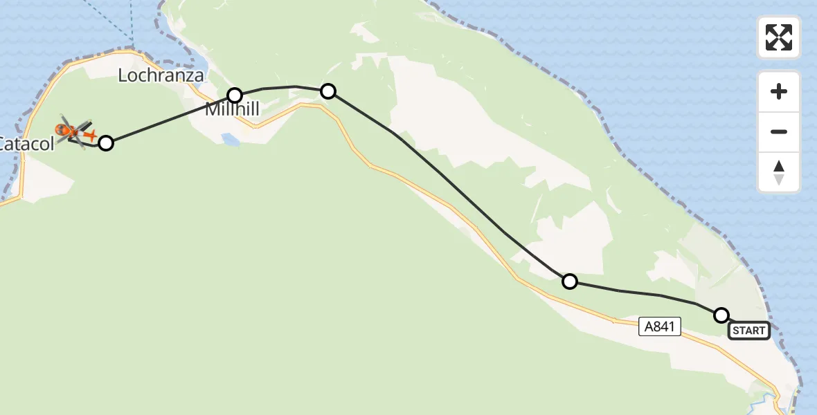 Flight route Coastguard Helicopter Inner Seas - Lochranza, 06 July 2026, 14:22