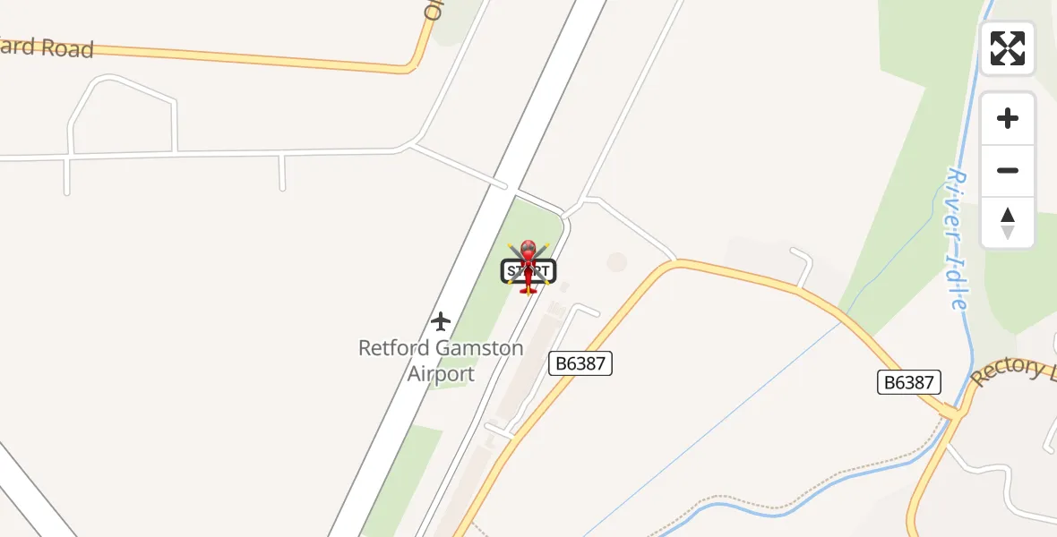 Flight route Air Ambulance Helicopter Retford Gamston Airport - Retford Gamston Airport, 06 July 2026, 15:22