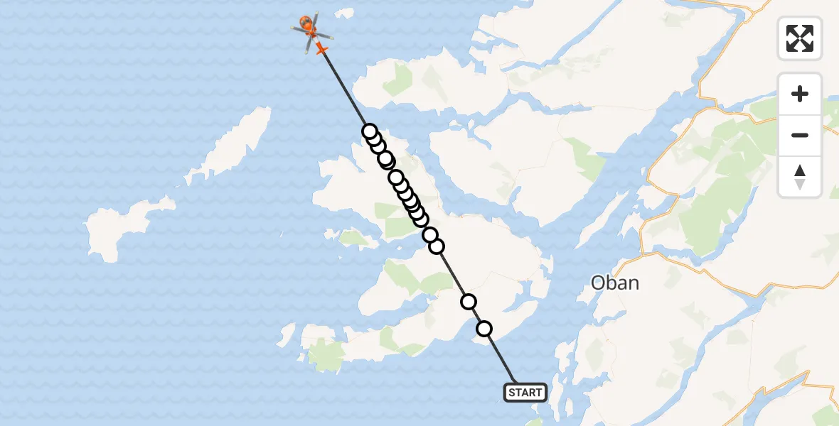 Flight route Coastguard Helicopter Inner Seas - Inner Seas, 06 July 2026, 16:39
