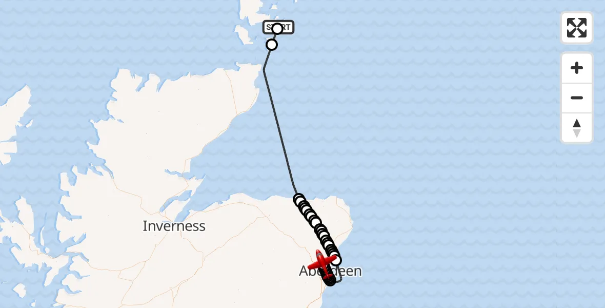 Flight route Air Ambulance Aircraft Toab - Aberdeen International Airport, 06 July 2026, 16:46