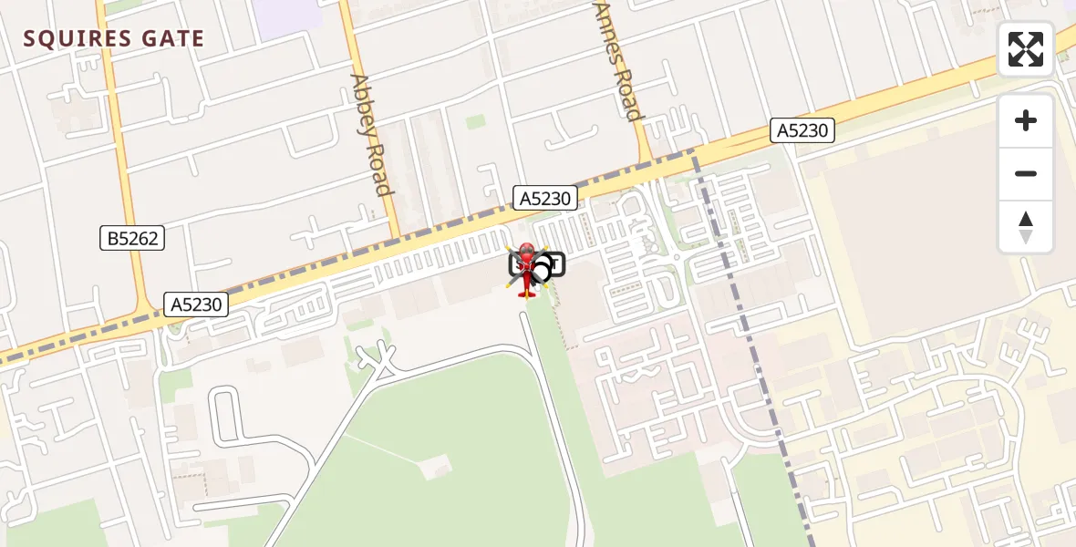 Flight route Air Ambulance Helicopter Blackpool Airport - Blackpool Airport, 06 July 2026, 17:49