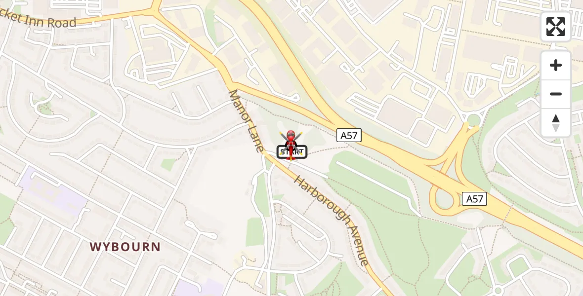 Flight route Air Ambulance Helicopter Wybourn - Wybourn, 06 July 2026, 18:06