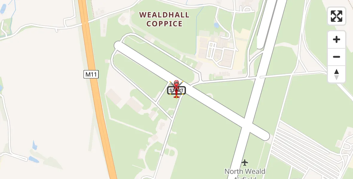 Flight route Air Ambulance Helicopter North Weald Airfield - North Weald Airfield, 06 July 2026, 19:20