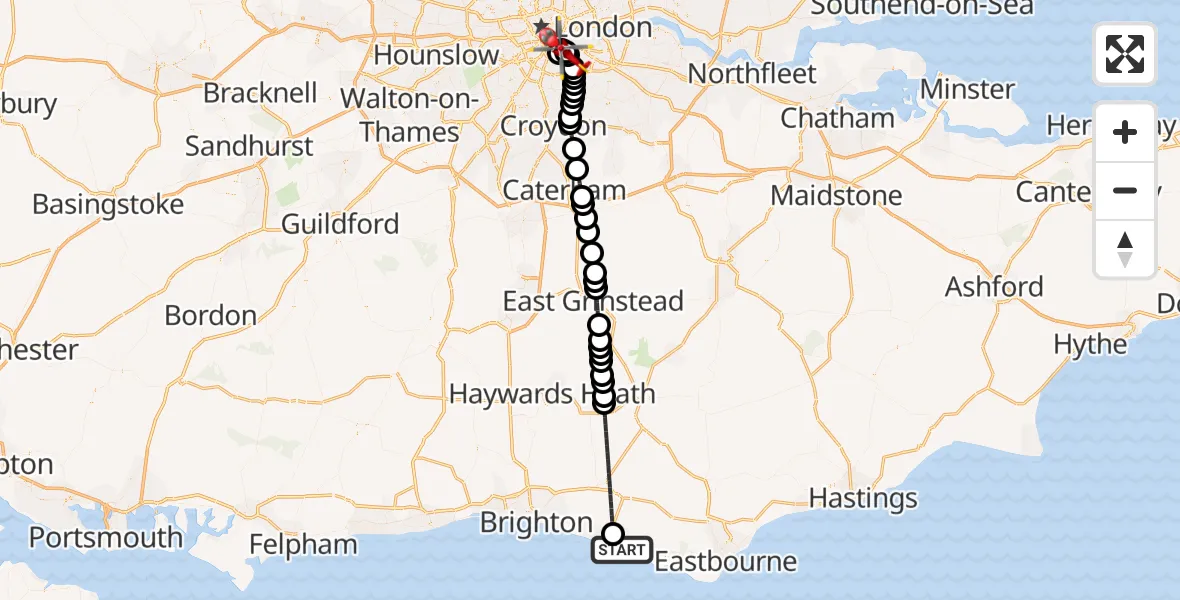 Flight route Air Ambulance Helicopter Newhaven - Bellenden, 06 July 2026, 19:24