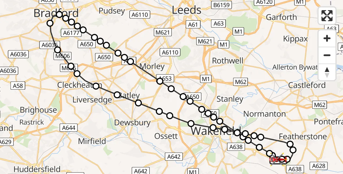 Flight route Air Ambulance Helicopter YAA Nostell Helicopter Port - YAA Nostell Helicopter Port, 06 July 2026, 22:13